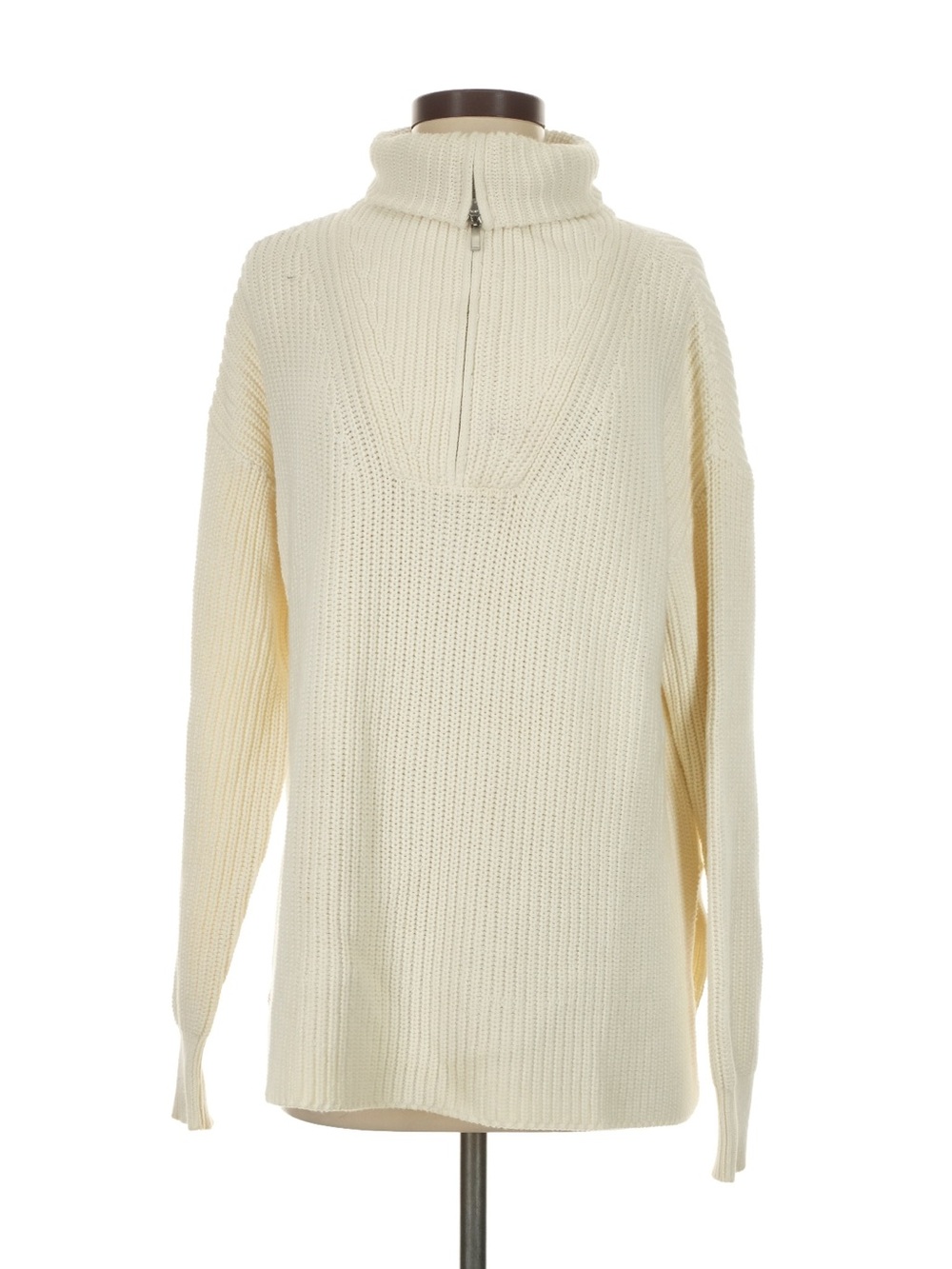 La Ligne Cozy Cream Zip-Neck Turtleneck Sweater
